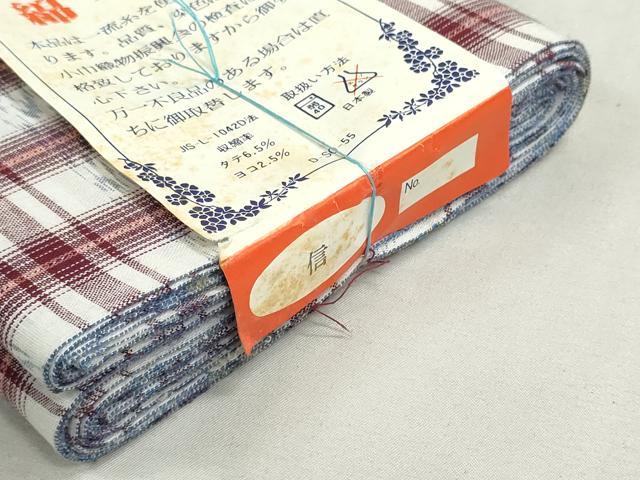 平和屋着物＊夏物　浴衣　反物　着尺　注染　格子　綿　逸品　未使用　DABI8019we