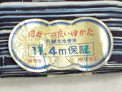平和屋着物＊夏物　浴衣　反物　着尺　注染　十八番染　竹間道　綿　逸品　未使用　DABI8029we