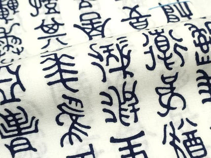 平和屋着物＊夏物　浴衣　反物　着尺　注染　芦辺染　象形文字　綿　逸品　未使用　DABI8035we