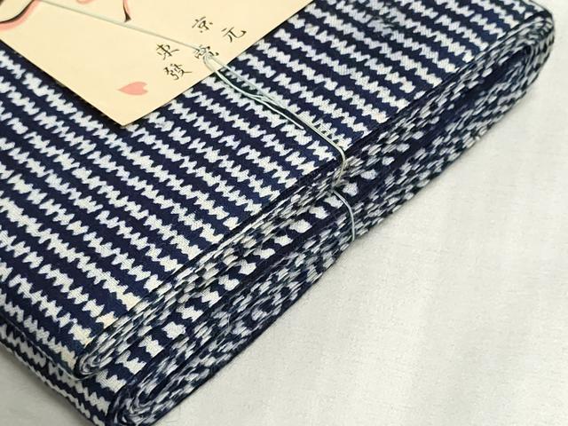 平和屋着物＊夏物　浴衣　反物　着尺　注染　変わり横段文　綿　逸品　未使用　DABI8036we
