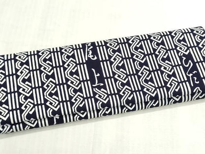 平和屋着物＊夏物　浴衣　反物　着尺　注染　幾何学間道　文字文　綿　逸品　未使用　DABI8043we