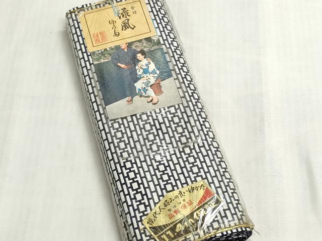 平和屋着物＊夏物　浴衣　反物　着尺　注染　堅牢染色　石畳文　綿　逸品　未使用　DABI8049we