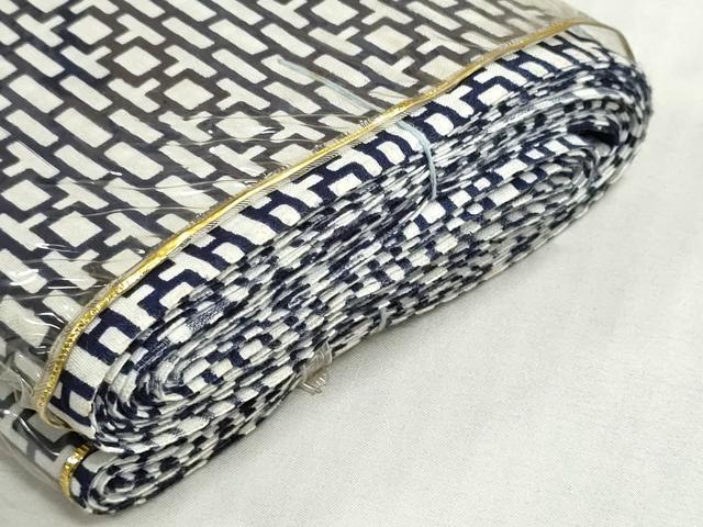 平和屋着物＊夏物　浴衣　反物　着尺　注染　堅牢染色　石畳文　綿　逸品　未使用　DABI8049we