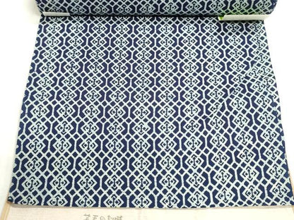 平和屋着物＊夏物　浴衣　反物　着尺　本ろうけつ染め　注染　菱繋ぎ　綿　逸品　未使用　DABI8058we