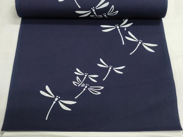 平和屋着物＊夏物　浴衣　反物　着尺　注染　蜻蛉　トンボ　綿　逸品　未使用　DABI8060we