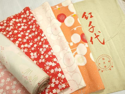 平和屋着物▼柄見本　反物　京誂友禅　紅千代　リメイク生地　材料　逸品　未使用　DABI8066we
