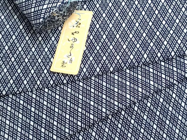 平和屋着物＊夏物　浴衣　反物　着尺　注染　格子　綿　逸品　未使用　DABI8074we