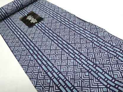 平和屋着物＊夏物 男性　世界的ファッションデザイナー　山本寛斎　kansaiブランド　浴衣 反物 着尺 注染 菱文 綿 逸品 未使用 DABI8079we