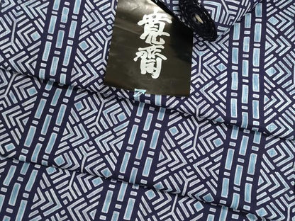 平和屋着物＊夏物 男性　世界的ファッションデザイナー　山本寛斎　kansaiブランド　浴衣 反物 着尺 注染 菱文 綿 逸品 未使用 DABI8079we