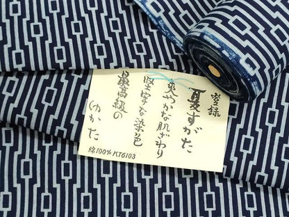 平和屋着物＊夏物　男性　浴衣　反物　着尺　堅牢染　注染　変わり間道　キングサイズ　綿　逸品　未使用　DABI8082we