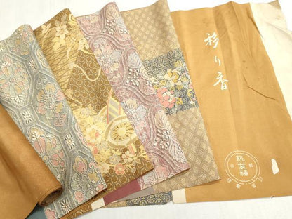 平和屋着物▼柄見本　反物　古典大島小紋　京誂友禅　移り香　リメイク生地　材料　逸品　未使用　DABI8137we