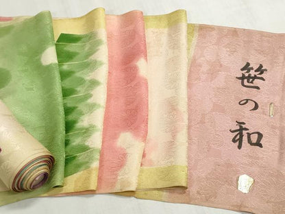 平和屋着物▼柄見本　反物　京誂友禅　笹の和　リメイク生地　材料　逸品　未使用　DABI8148we