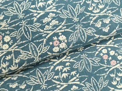 平和屋着物＊夏物　小紋・浴衣兼用　反物　着尺　絹紅梅　花松文　絹綿　逸品　未使用　DABI8152we