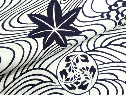 平和屋着物＊夏物　男性　竺仙鑑製　浴衣　反物　注染　立波草花文　証紙付き　綿　逸品　未使用　DABI8155we