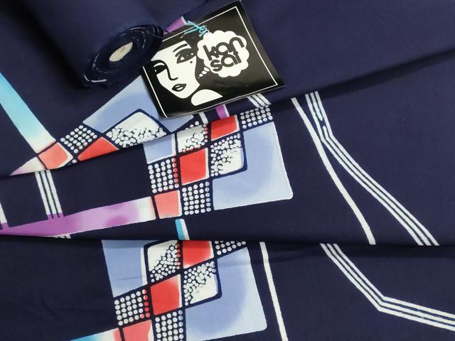 平和屋着物＊夏物　世界的ファッションデザイナー　山本寛斎　kansaiブランド　浴衣　反物　着尺　注染　菱　綿　逸品　未使用　DABI8162we