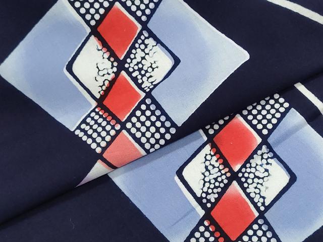平和屋着物＊夏物　世界的ファッションデザイナー　山本寛斎　kansaiブランド　浴衣　反物　着尺　注染　菱　綿　逸品　未使用　DABI8162we