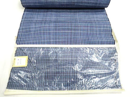 平和屋着物●紬　反物　着尺　格子　三越扱い　逸品　未使用　DABI8197we