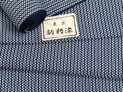 平和屋着物＊夏物　浴衣　反物　着尺　東京本染　新粋染　幾何学文様　クイーンサイズ　綿　未使用　DABI8202we