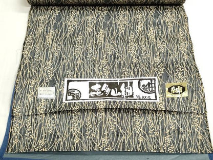 平和屋着物▼喜多山紬　反物　着尺　草花文　大丸扱い　証紙付き　逸品　未使用　DABI8204we