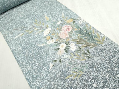 平和屋着物●付下げ　反物　着尺　共八掛付き　鴛鴦花文　たたき染め　逸品　未使用　DABI8210we