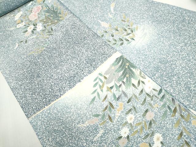 平和屋着物●付下げ　反物　着尺　共八掛付き　鴛鴦花文　たたき染め　逸品　未使用　DABI8210we