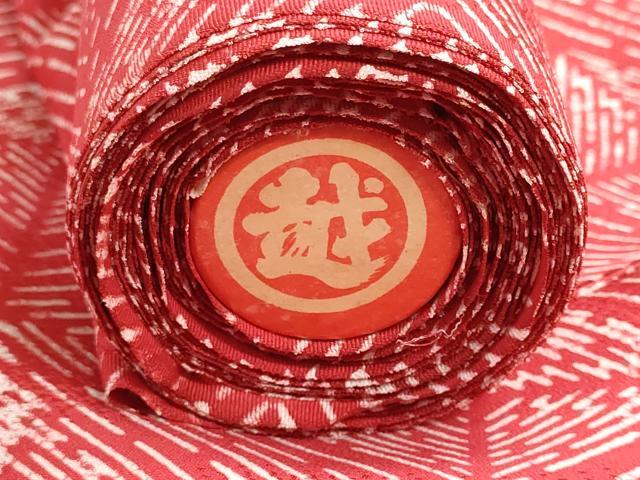 平和屋着物▼小紋　反物　着尺　菱文　三越扱い　逸品　未使用　DABI8221we