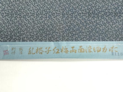 平和屋着物＊夏物　浴衣　反物　着尺　両面染　注染　乱格子紅梅　小花文　綿　逸品　未使用　DABI8239we