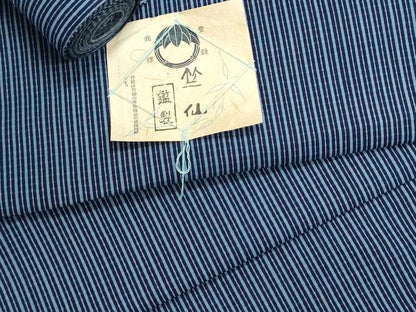 平和屋着物＊夏物　竺仙鑑製　浴衣　反物　着尺　両面　縞　証紙付き　綿　逸品　未使用　DABI8251we