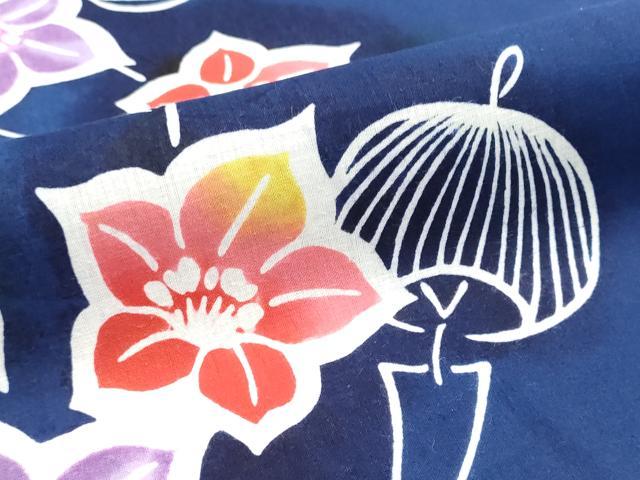 平和屋着物＊夏物　浴衣　反物　着尺　注染　風鈴　桔梗　綿　逸品　未使用　DABI8277we