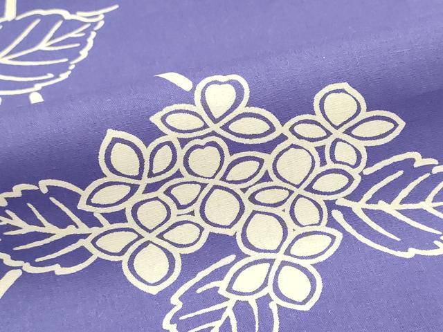 平和屋着物＊夏物　浴衣　反物　着尺　注染　紫陽花　アジサイ　綿　逸品　未使用　DABI8285we