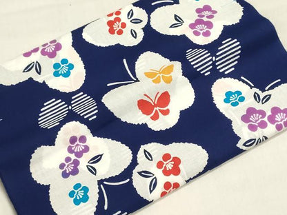 平和屋着物＊夏物　浴衣　女の子　子供　反物　着尺　注染　舞蝶花文　綿　逸品　未使用　DABI8289we