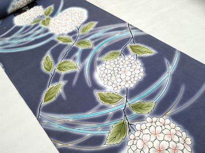 平和屋着物＊夏物　世界的ファッションデザイナー　山本寛斎　kansaiブランド　浴衣　反物　着尺　紫陽花　証紙付　綿　未使用　DABI8305we