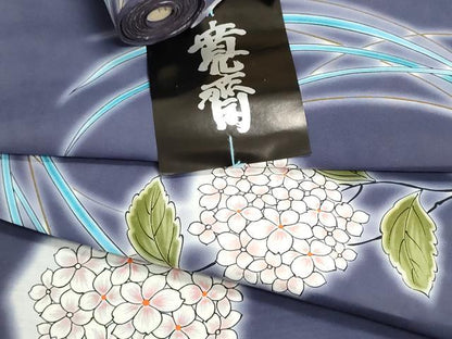 平和屋着物＊夏物　世界的ファッションデザイナー　山本寛斎　kansaiブランド　浴衣　反物　着尺　紫陽花　証紙付　綿　未使用　DABI8305we