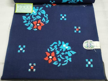 平和屋着物＊夏物　浴衣　反物　着尺　東京本染　注染　花丸文　綿　逸品　未使用　DABI8310we