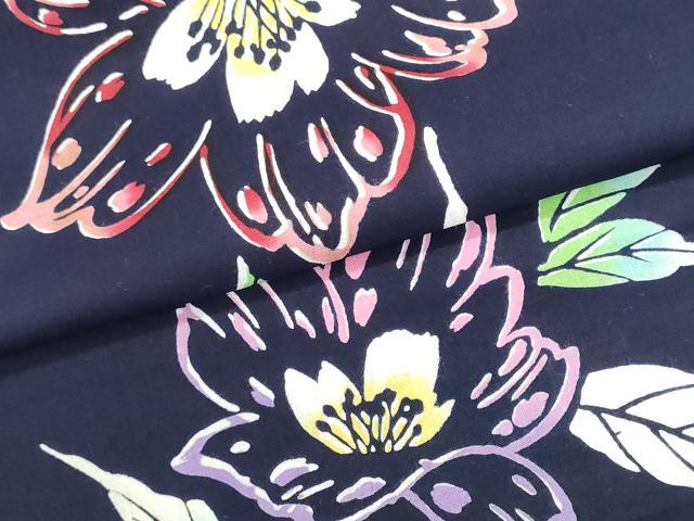 平和屋着物＊夏物　浴衣　反物　着尺　東京本染　注染　草花文　綿　逸品　未使用　DABI8312we