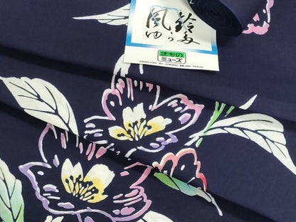 平和屋着物＊夏物　浴衣　反物　着尺　東京本染　注染　草花文　綿　逸品　未使用　DABI8312we