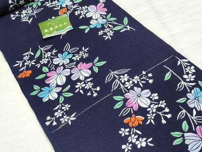 平和屋着物＊夏物　浴衣　反物　着尺　東京本染　注染　草花文　逸品　未使用　DABI8315we