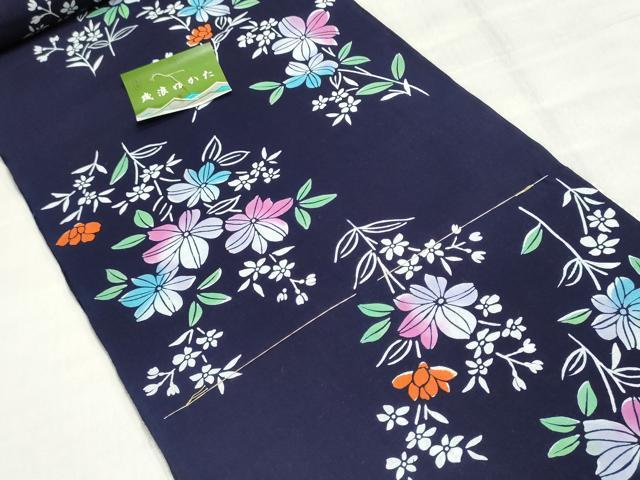 平和屋着物＊夏物　浴衣　反物　着尺　東京本染　注染　草花文　逸品　未使用　DABI8315we