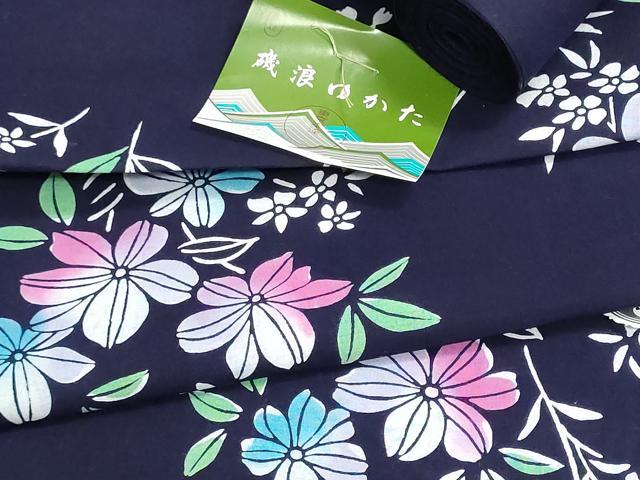 平和屋着物＊夏物　浴衣　反物　着尺　東京本染　注染　草花文　逸品　未使用　DABI8315we