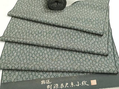 平和屋着物▼江戸小紋　反物　着尺　作家物　草葉文　逸品　未使用　DABI8345we