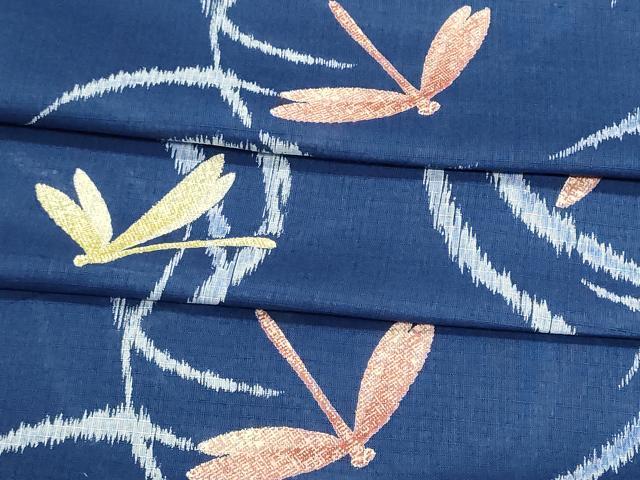 平和屋着物＊夏物　綿紅梅　浴衣　反物　着尺　蜻蛉　トンボ　綿　逸品　未使用　DABI8366we