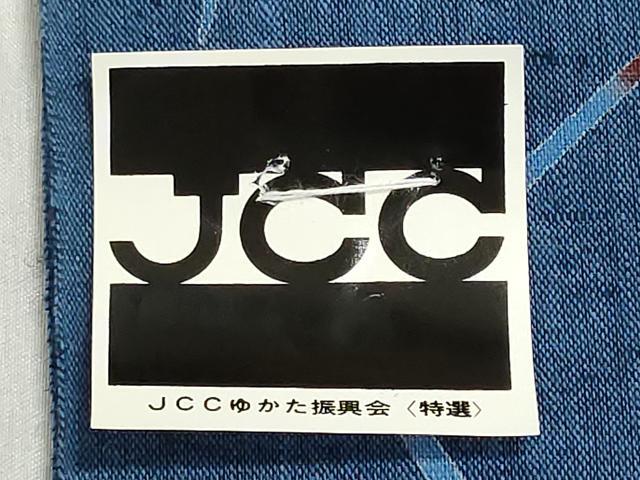平和屋着物＊夏物　浴衣　反物　着尺　注染　手芸染　幾何学花文　綿　逸品　未使用　DABI8372we