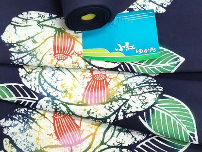 平和屋着物＊夏物　浴衣　反物　着尺　注染　椿　綿　逸品　未使用　DABI8373we