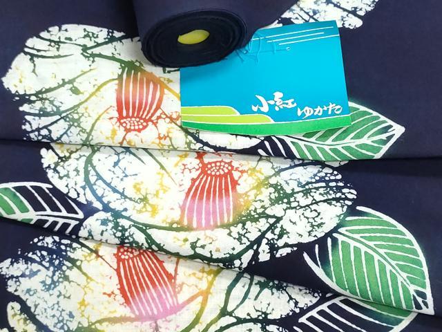 平和屋着物＊夏物　浴衣　反物　着尺　注染　椿　綿　逸品　未使用　DABI8373we