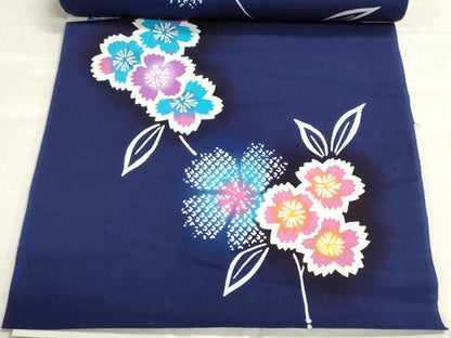 平和屋着物＊夏物　浴衣　反物　着尺　注染　鹿の子草花文　コーマ糸使用　綿　逸品　未使用　DABI8375we