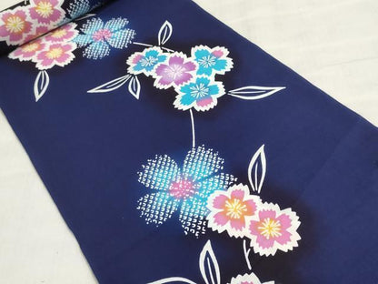 平和屋着物＊夏物　浴衣　反物　着尺　注染　鹿の子草花文　コーマ糸使用　綿　逸品　未使用　DABI8375we