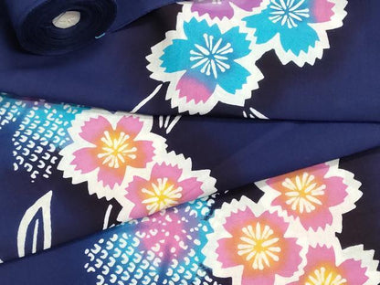 平和屋着物＊夏物　浴衣　反物　着尺　注染　鹿の子草花文　コーマ糸使用　綿　逸品　未使用　DABI8375we