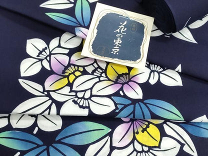 平和屋着物＊夏物　浴衣　反物　着尺　東京本染　注染　草花文　綿　逸品　未使用　DABI8382we