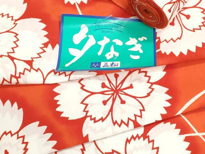 平和屋着物＊夏物　浴衣　反物　着尺　注染　舞花文　綿　逸品　未使用　DABI8383we