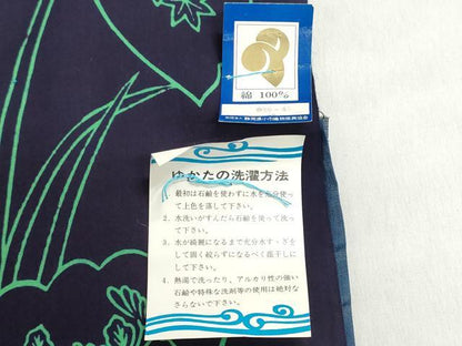 平和屋着物＊夏物　浴衣　反物　着尺　注染　舞蝶花文　綿　逸品　未使用　DABI8385we